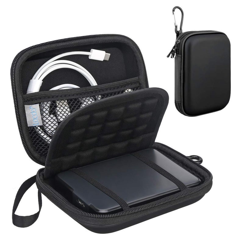 Lacdo Hard Drive Carrying Case for Western Digital WD Elements/WD My Passport/My Passport Ultra Portable External Hard Drive HDD 1TB 2TB 4TB 5TB 6TB USB 3.0 Protective Storage Travel Bag, Full Black - Image 1